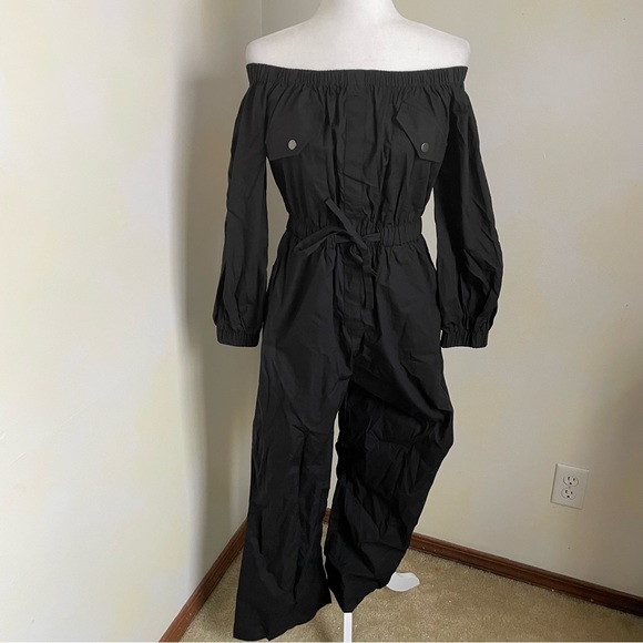 NWT Anthropologie Mare Mare Black Off-the-Shoulder Belted Jumpsuit Size S - Picture 6 of 12